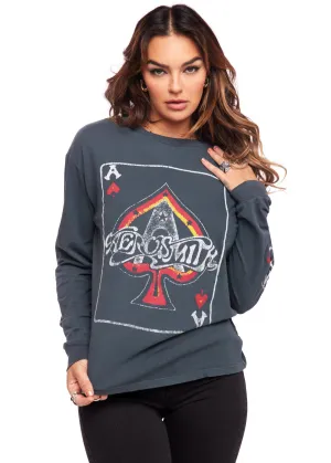 Aerosmith Ace Of Spades Oversized Long Sleeve Band Shirt by Daydreamer LA