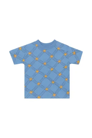 Bonds Kids Short Sleeve Crew Tee - Starlit Check Blue