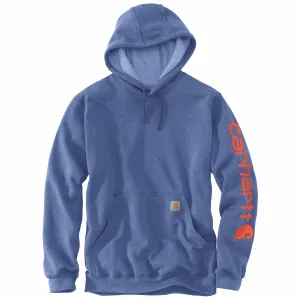 Carhartt Men's Signature Logo Hooded Pullover Sweatshirt_Dusk Blue Heather