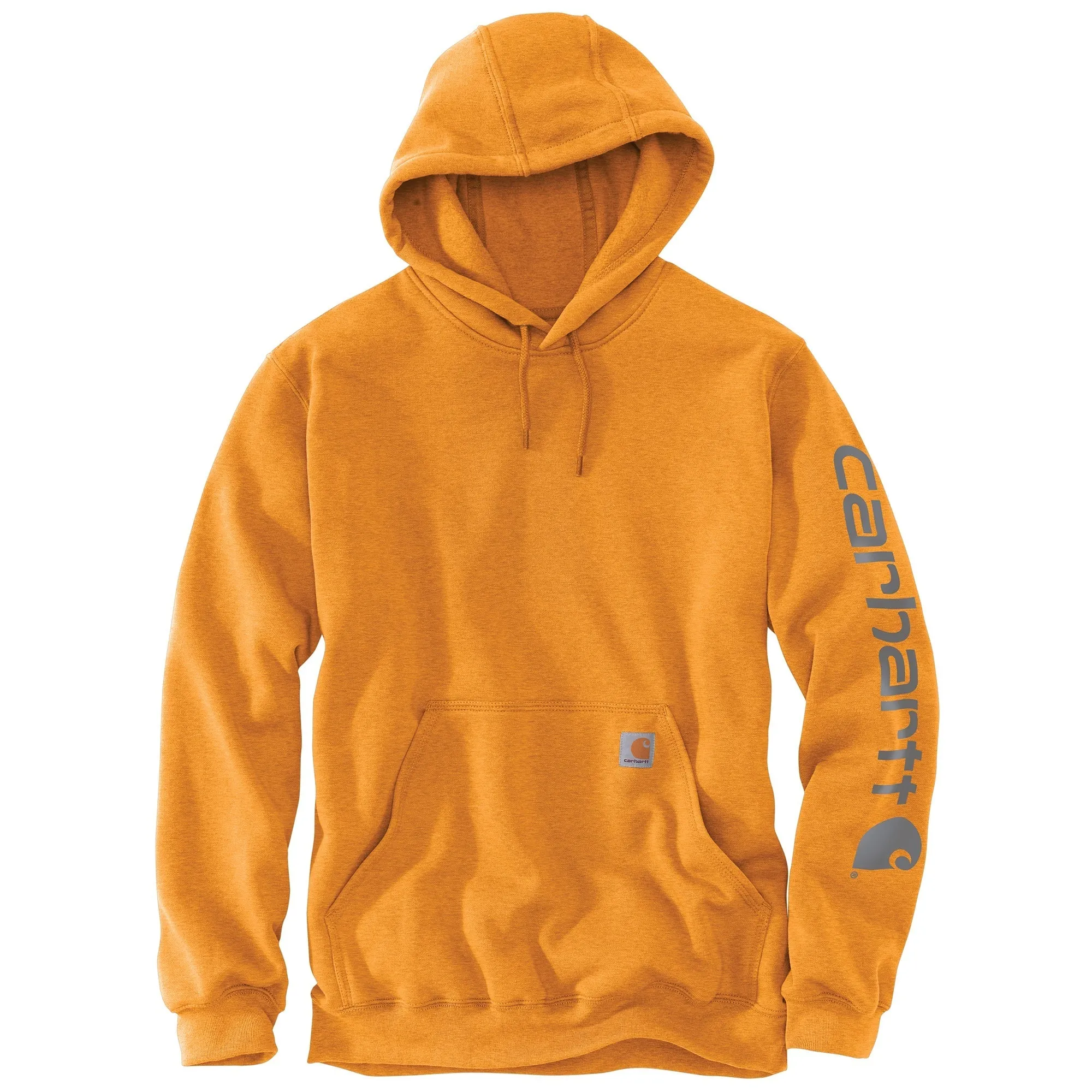 Carhartt Men's Signature Logo Hooded Pullover Sweatshirt_Marigold Heather