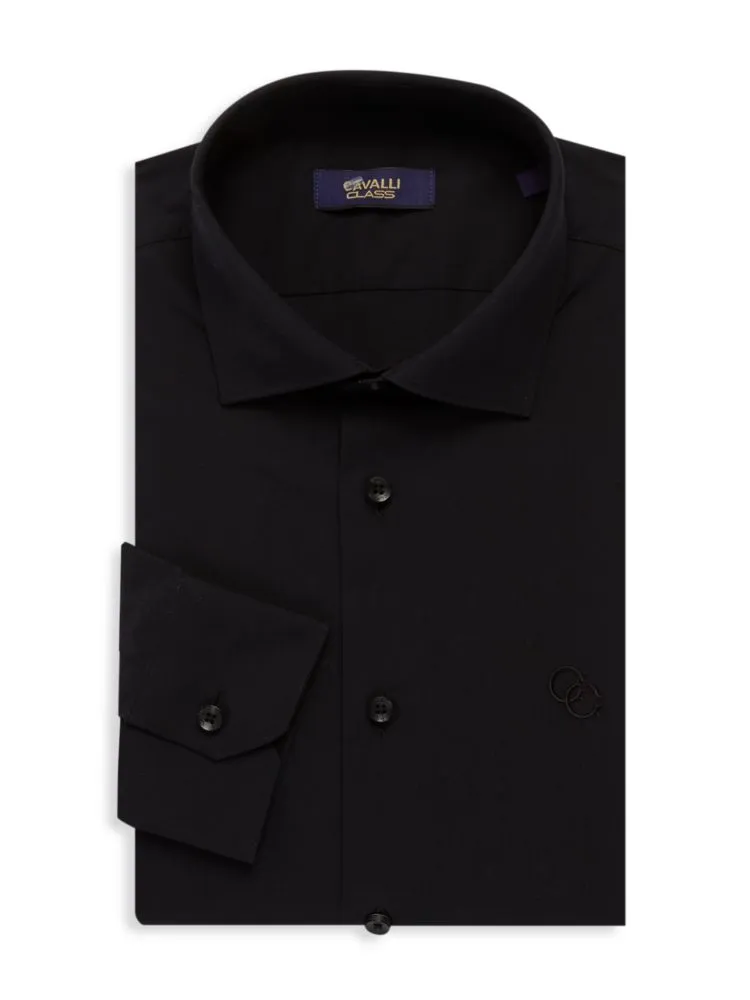 Classic comfortable fit shirt with Cavalli Class logo By Roberto Cavalli, black