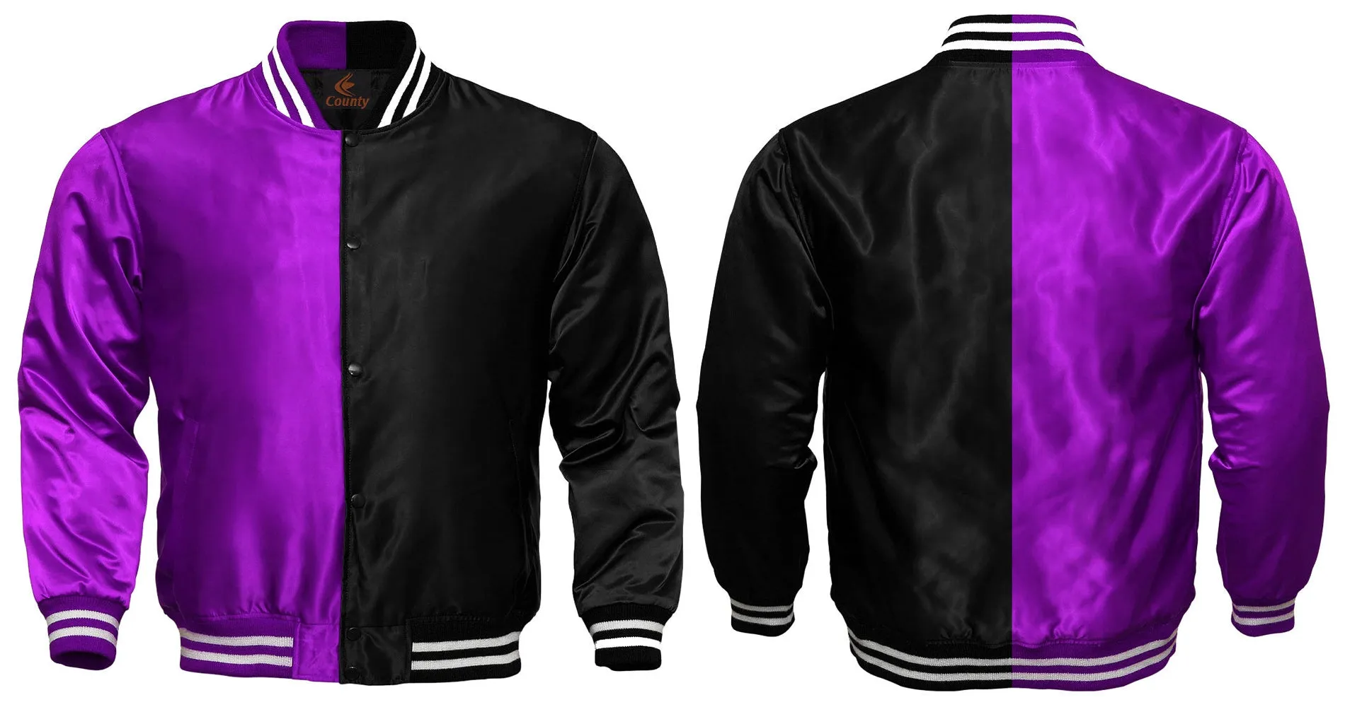 Custom Varsity Jackets Purple Black Satin Jacket Letterman Jacket