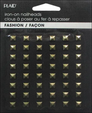 Hot Fix Iron On - Nailhead Pyramid Shiny Gold