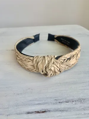 Khaki Straw Braided Headband - FINAL SALE