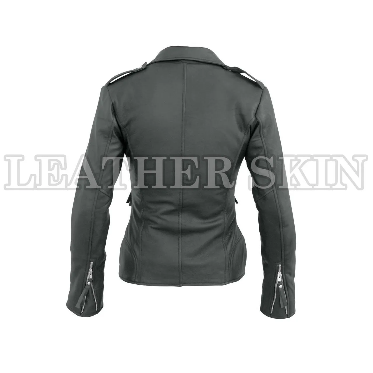 Leather Skin Women Dark Gray Brando Synthetic Leather Jacket