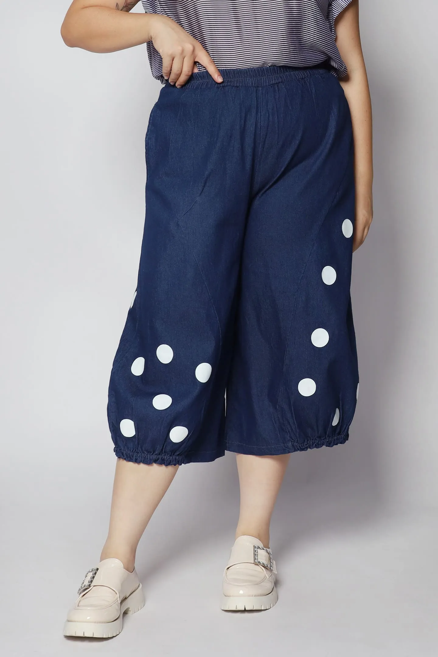 Mag Polkadot Culottes in Dark Denim