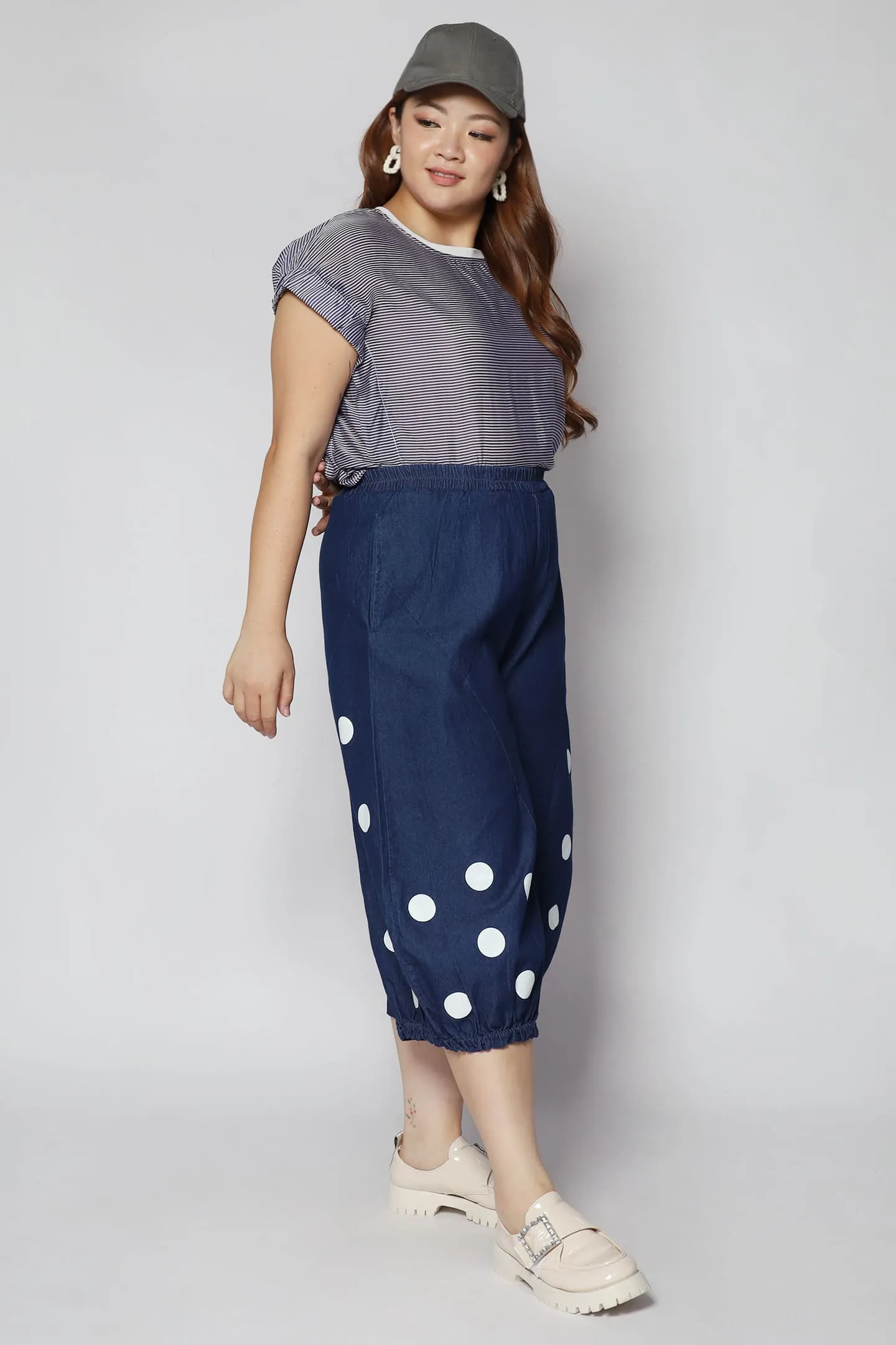 Mag Polkadot Culottes in Dark Denim