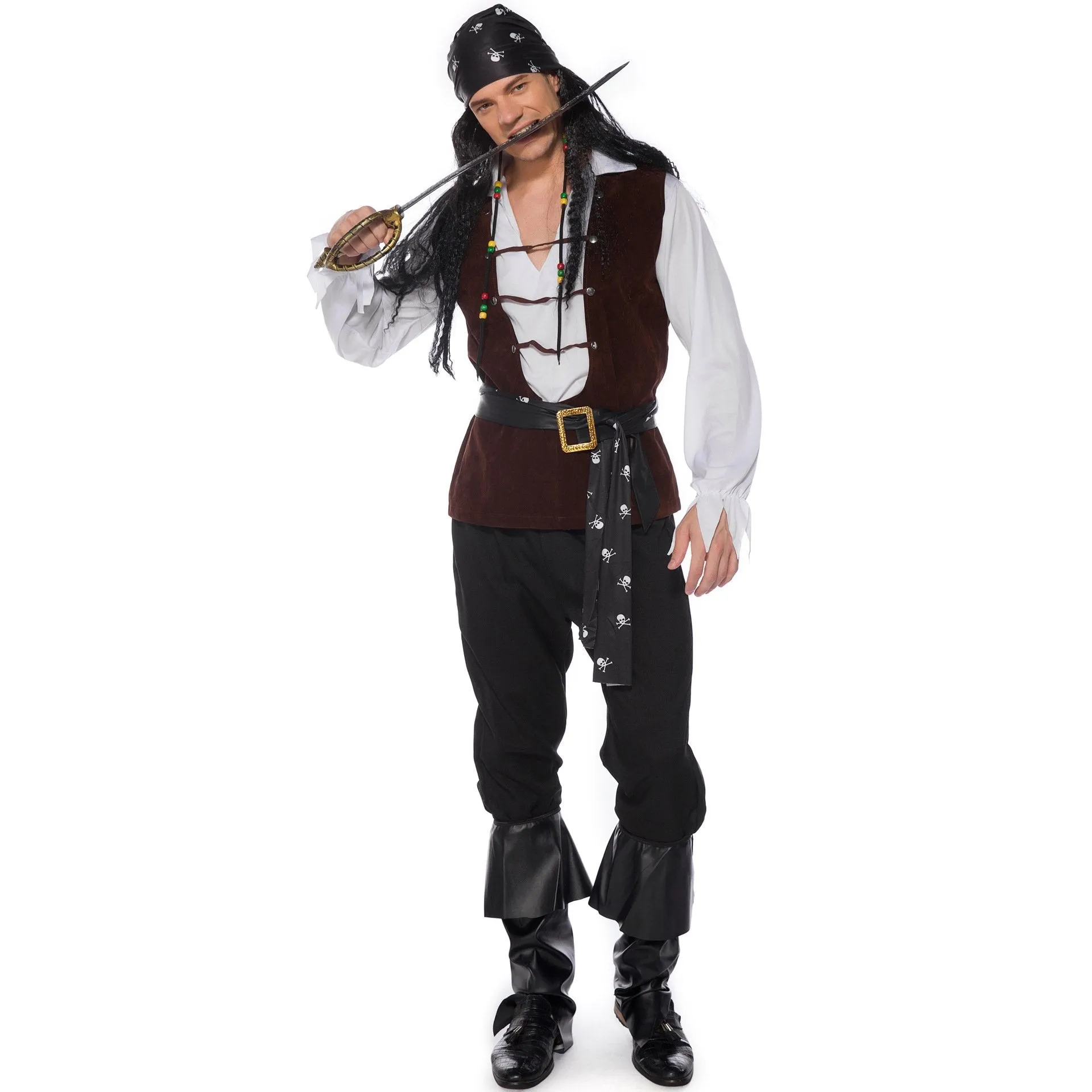 Male Pirate Outfit Vintage Cosplay Costume Carnival Halloween For Mens