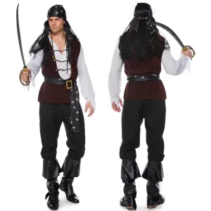 Male Pirate Outfit Vintage Cosplay Costume Carnival Halloween For Mens