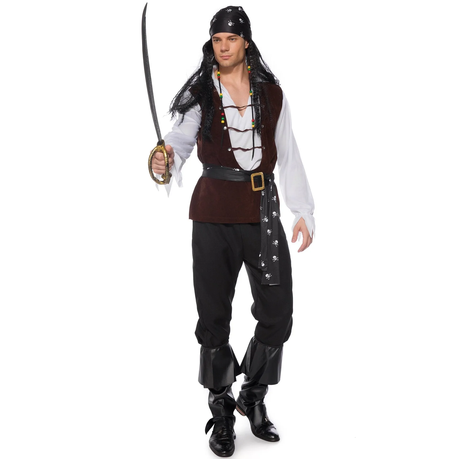 Male Pirate Outfit Vintage Cosplay Costume Carnival Halloween For Mens