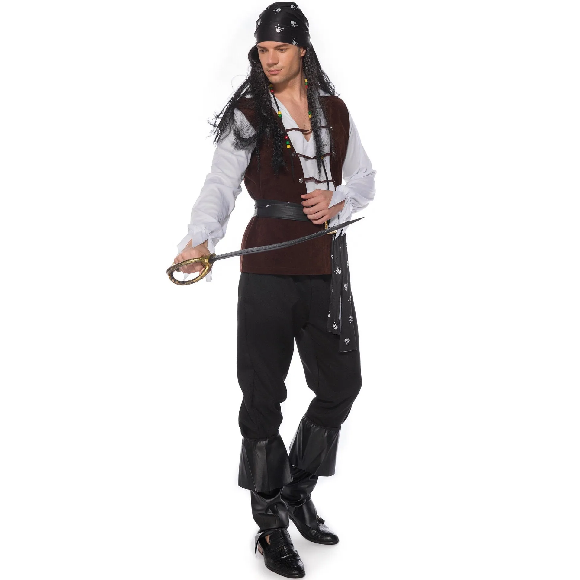 Male Pirate Outfit Vintage Cosplay Costume Carnival Halloween For Mens