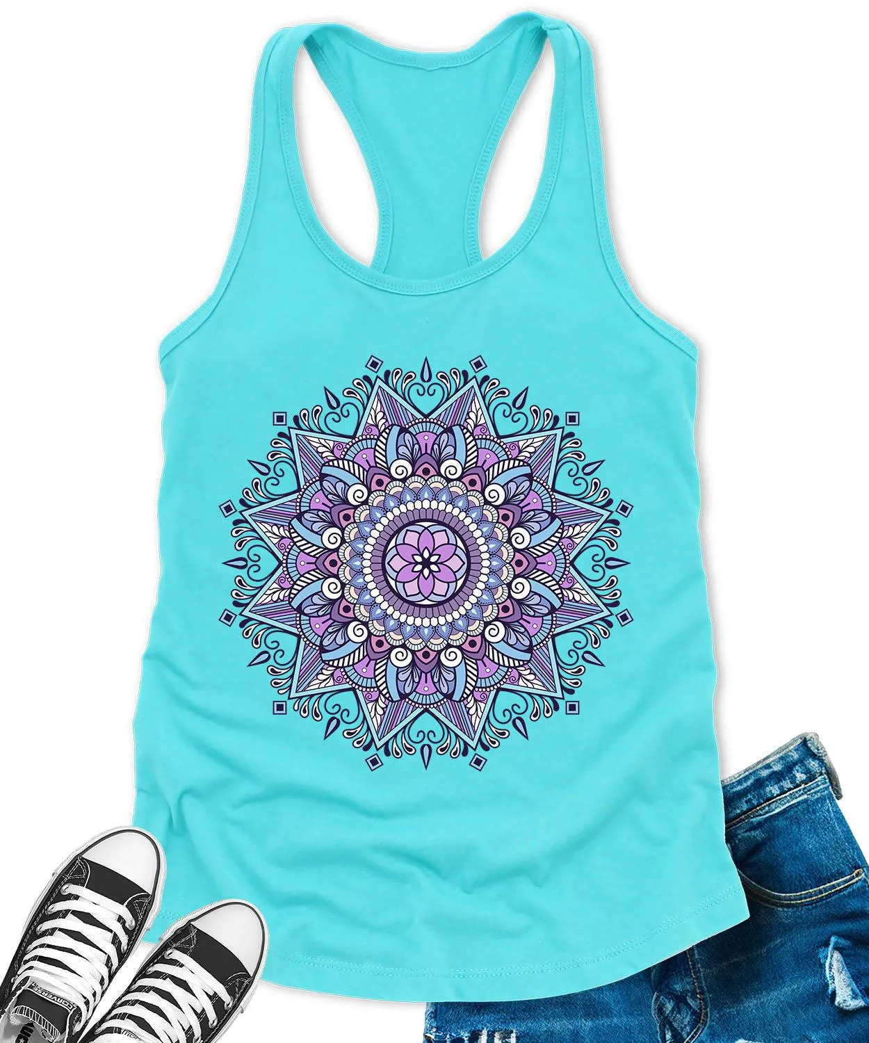 Mandala India Yoga Flower Women's Graphic Tank Top