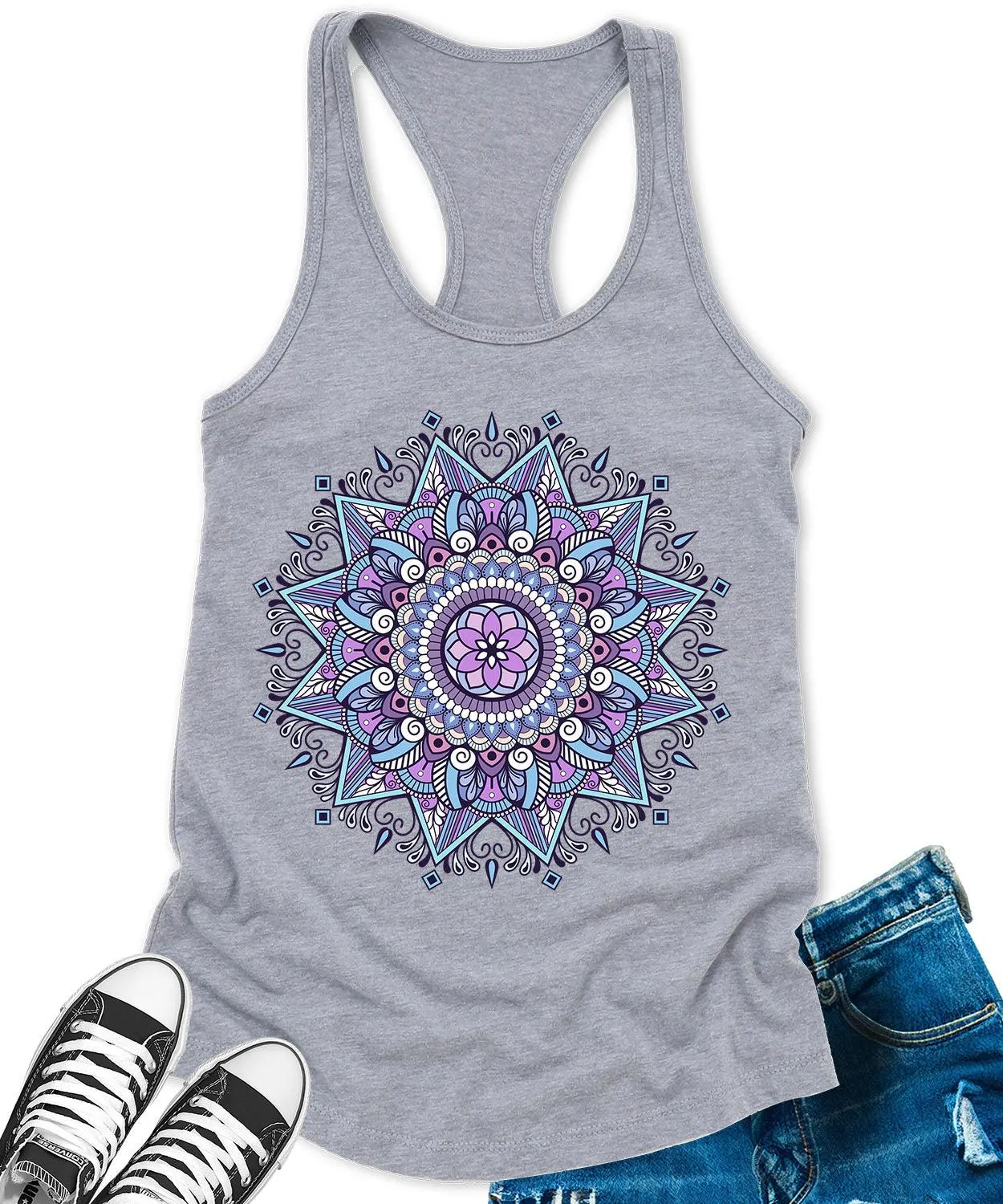 Mandala India Yoga Flower Women's Graphic Tank Top