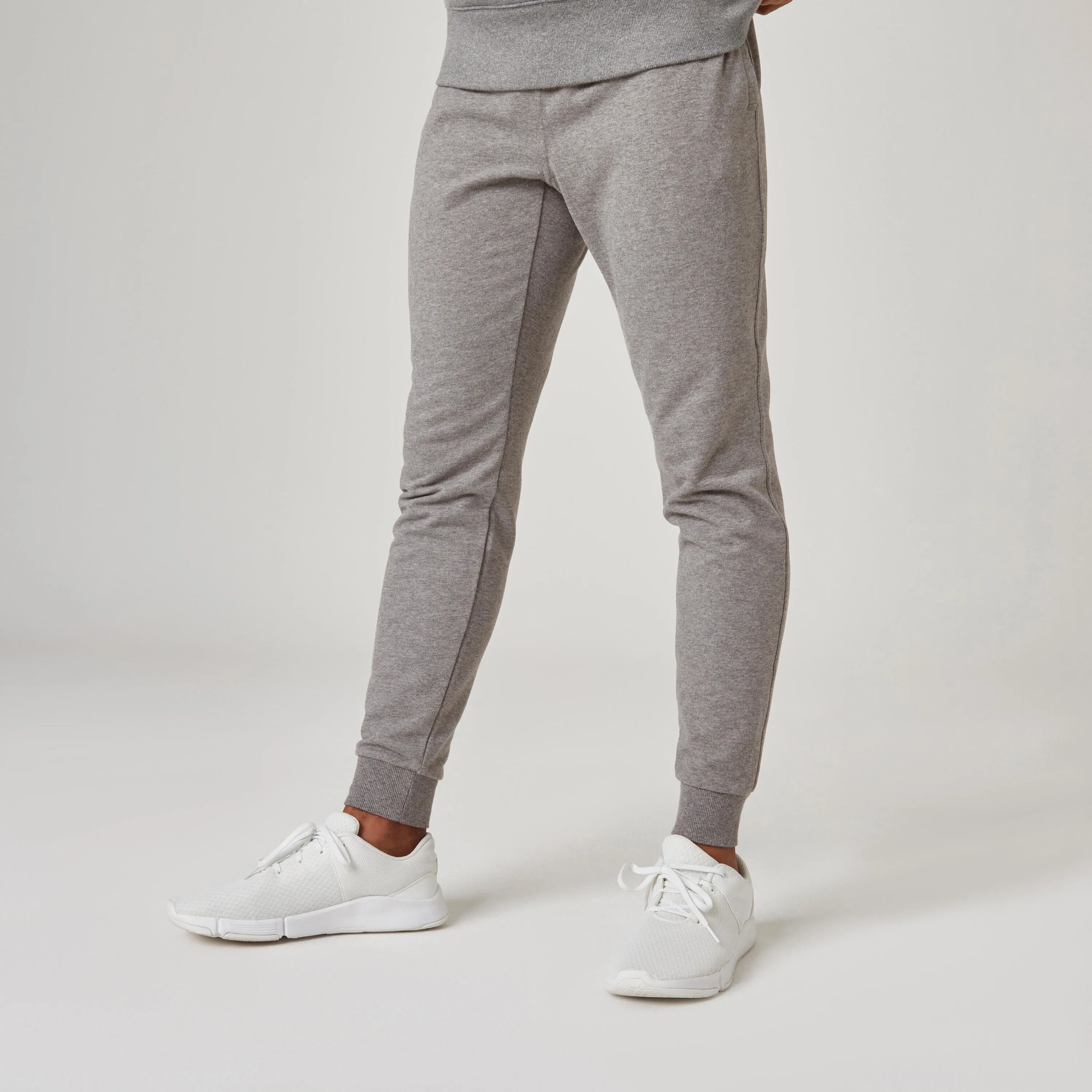 Men's slim jogger pants - 500 gray DOMYOS, Gray