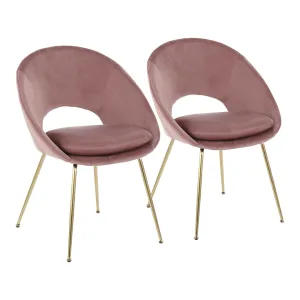 Metro Contemporary Chair in Gold Metal and Blush Velvet by LumiSource - Set of 2