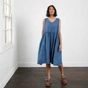 Montaigne Adelaide Sleeveless Linen Smock Dress with Pockets