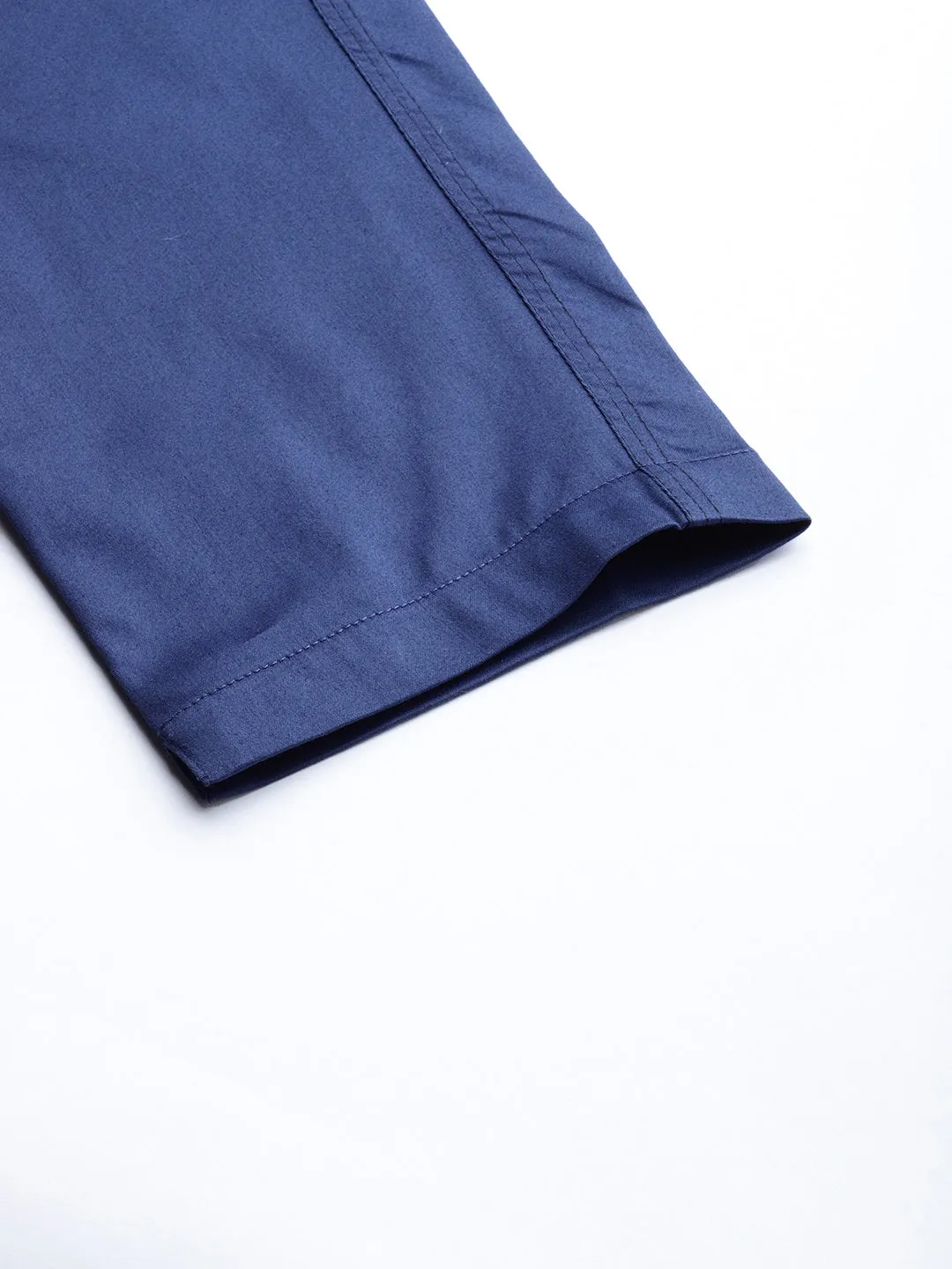 Persian Blue Solid Cotton Lycra Pants