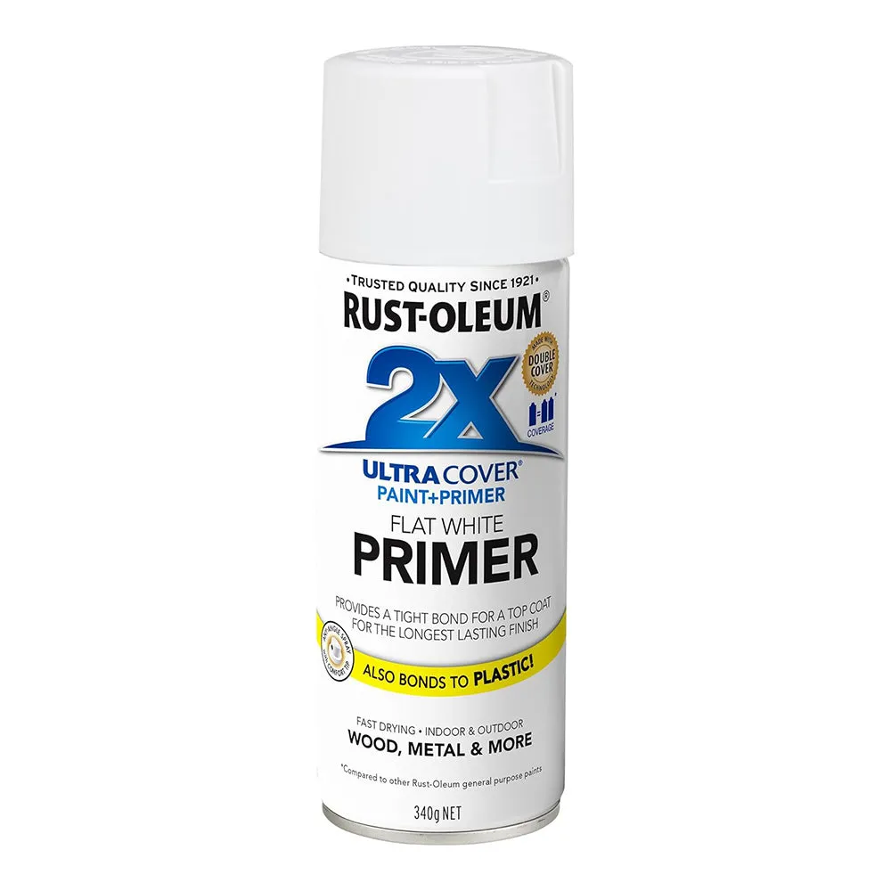 RUST-OLEUM 2X Ultra Cover Flat Primer Spray Paint 340g White