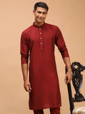 SHRESTHA By VASTRAMAY Men's Maroon Viscose Kurta