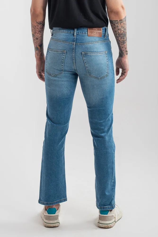 Stretchable Straight-Fit Jeans (Ice Blue)