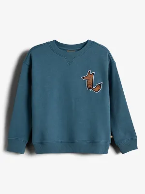 Sweatshirt Fox Badge - Kids - Stormy Blue