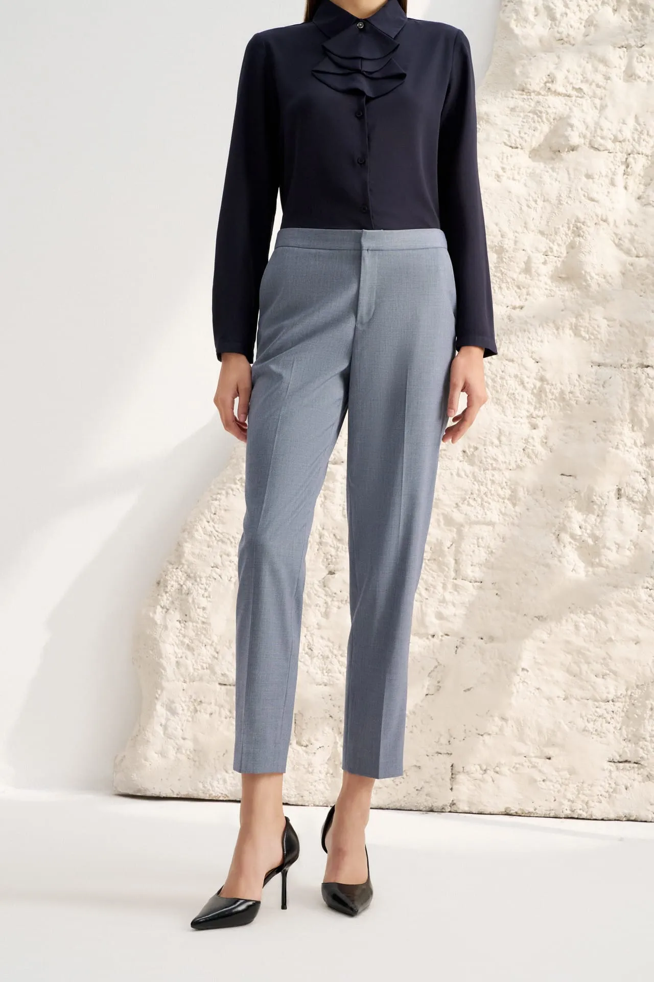 Two Tone Dobby Twill Cigarette Suit Pants