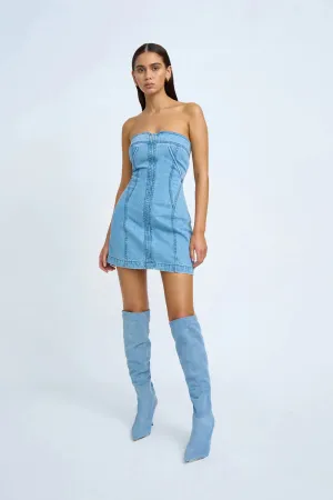 VIVIENNE DENIM MINI DRESS - BLUE WASH