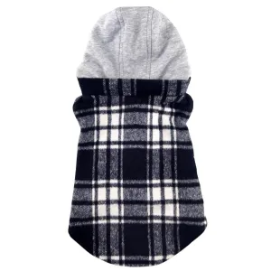 Weekender Dog Sweatshirt Hoodie - Black and White Plaid Flannel