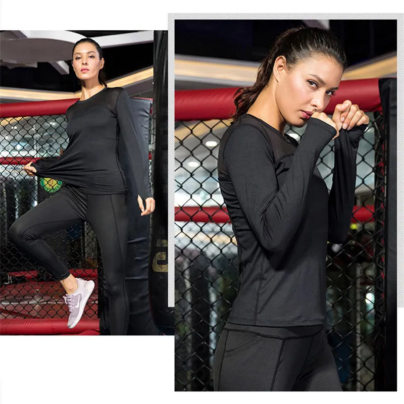 Women Long Sleeve Quick Dry Breathable Solid Sports Tops